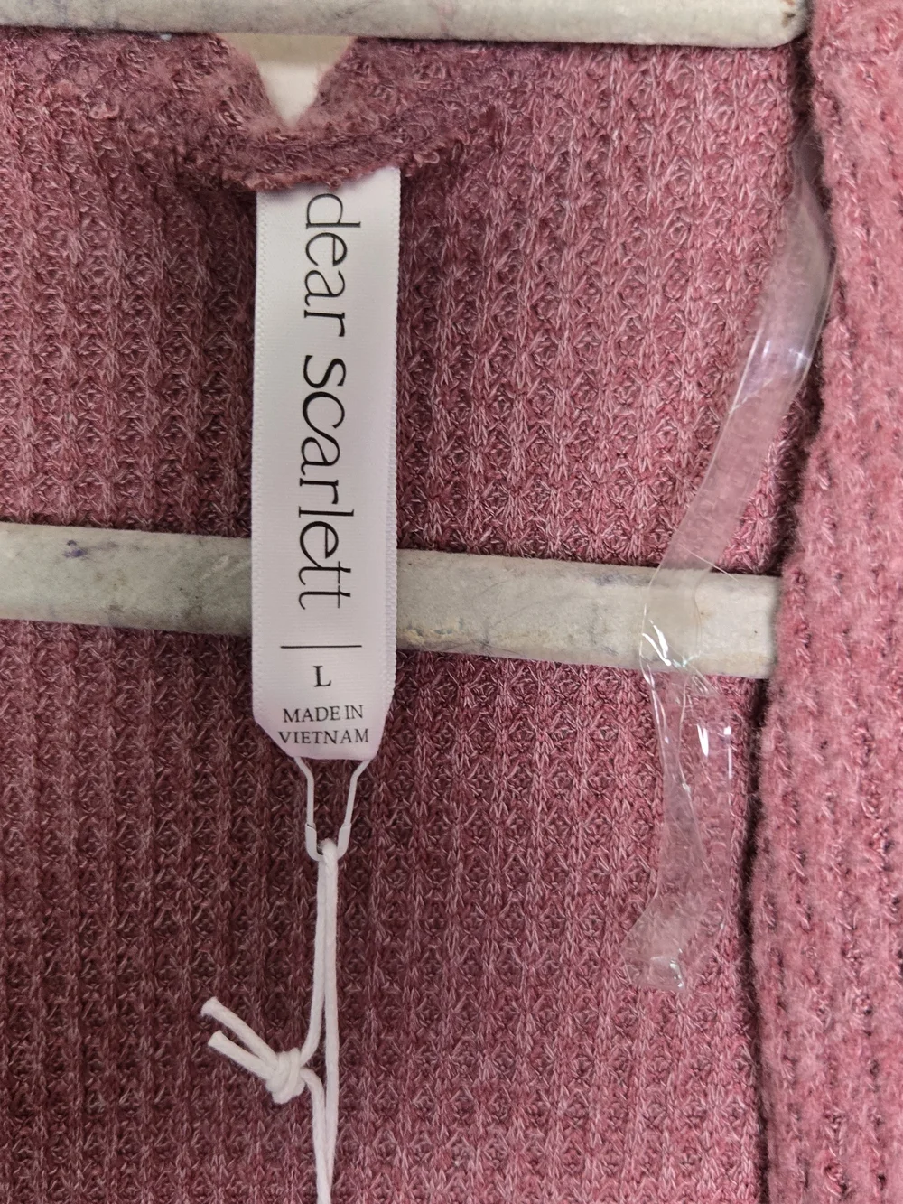 2 Piece Waffle Knit Long Open-Front Knit Cardigan With Pants - Dusty Rose Large